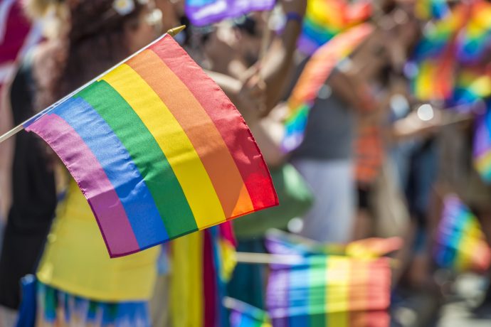 LGBTの旗とプライドパレード