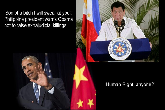 フィリピンのドゥテルテ大統領とオバマ大統領