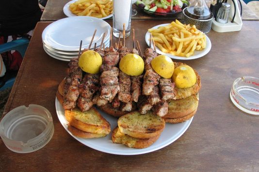 Famous food in Santorini Island